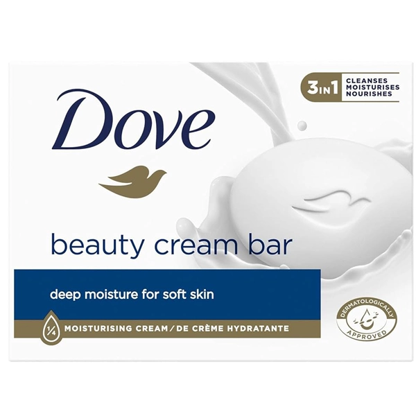 صابون داو آبی کرمی برای پوست خشک مرطوب کننده عمیق 135 گرم | DOVE Beauty Cream bar Soap 3 in 1 Deep moisture soft skin 135g